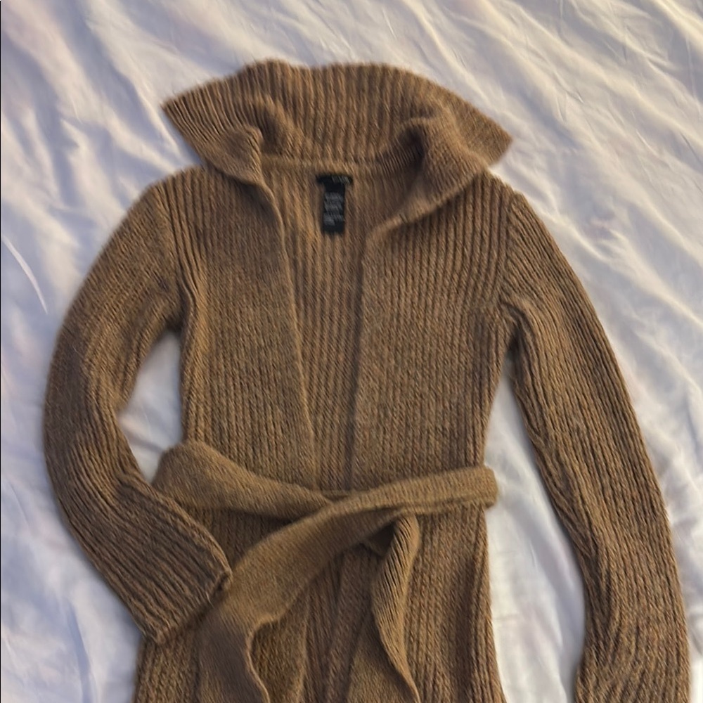 Kenzie Brown Chunky Knit Cardigan with Hood